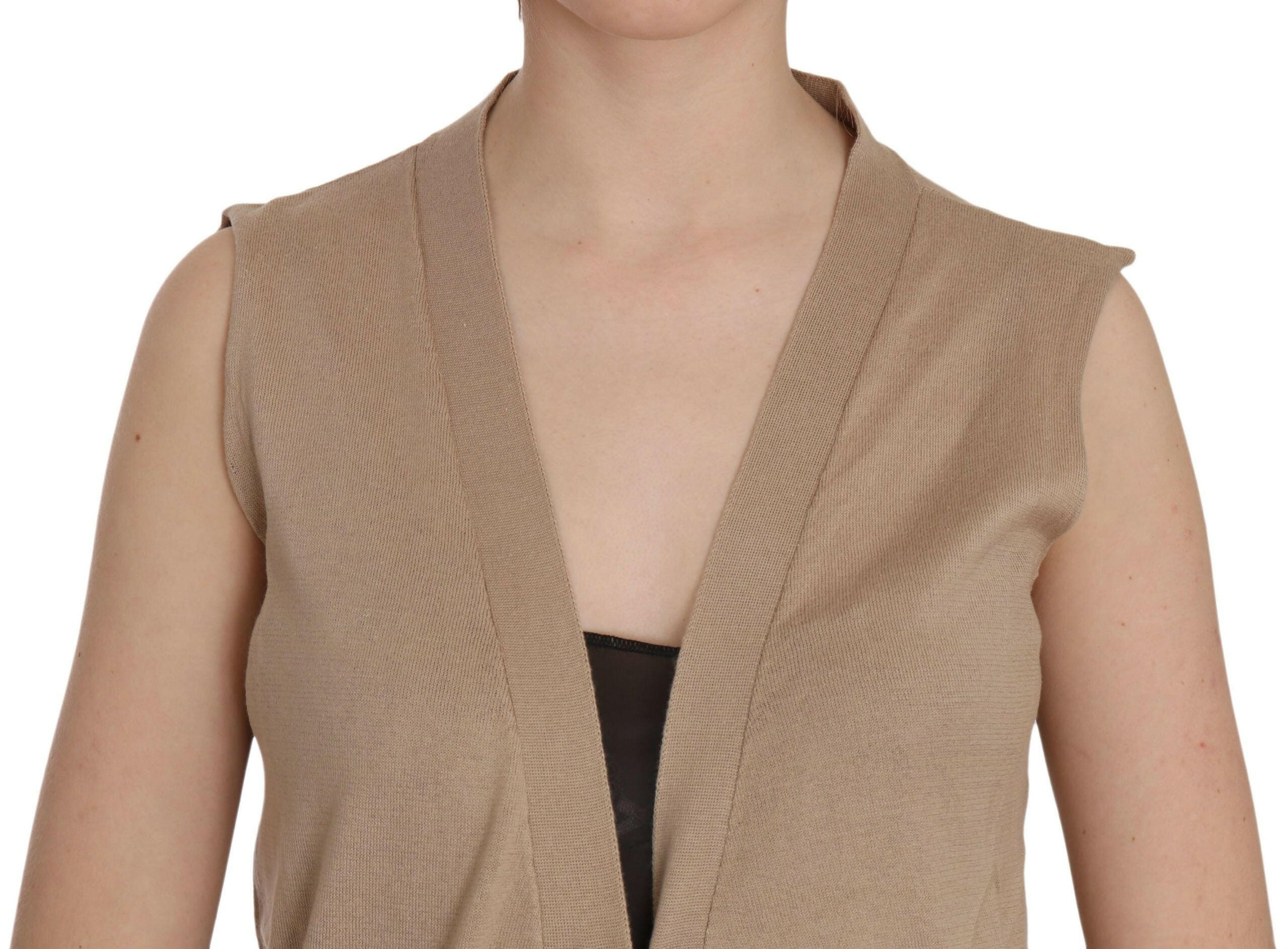 PINK MEMORIES Brown 100% Cotton Sleeveless Cardigan Top Vest -   -  PINK MEMORIES.