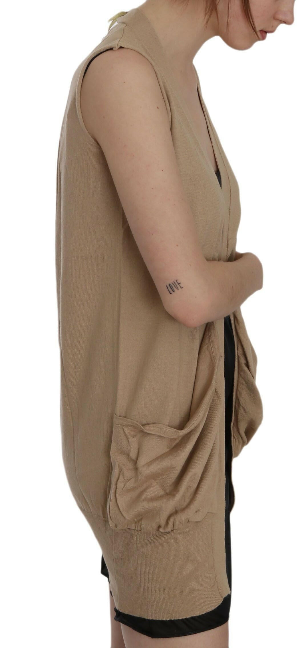 PINK MEMORIES Brown 100% Cotton Sleeveless Cardigan Top Vest -   -  PINK MEMORIES.