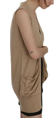 PINK MEMORIES Brown 100% Cotton Sleeveless Cardigan Top Vest -   -  PINK MEMORIES.