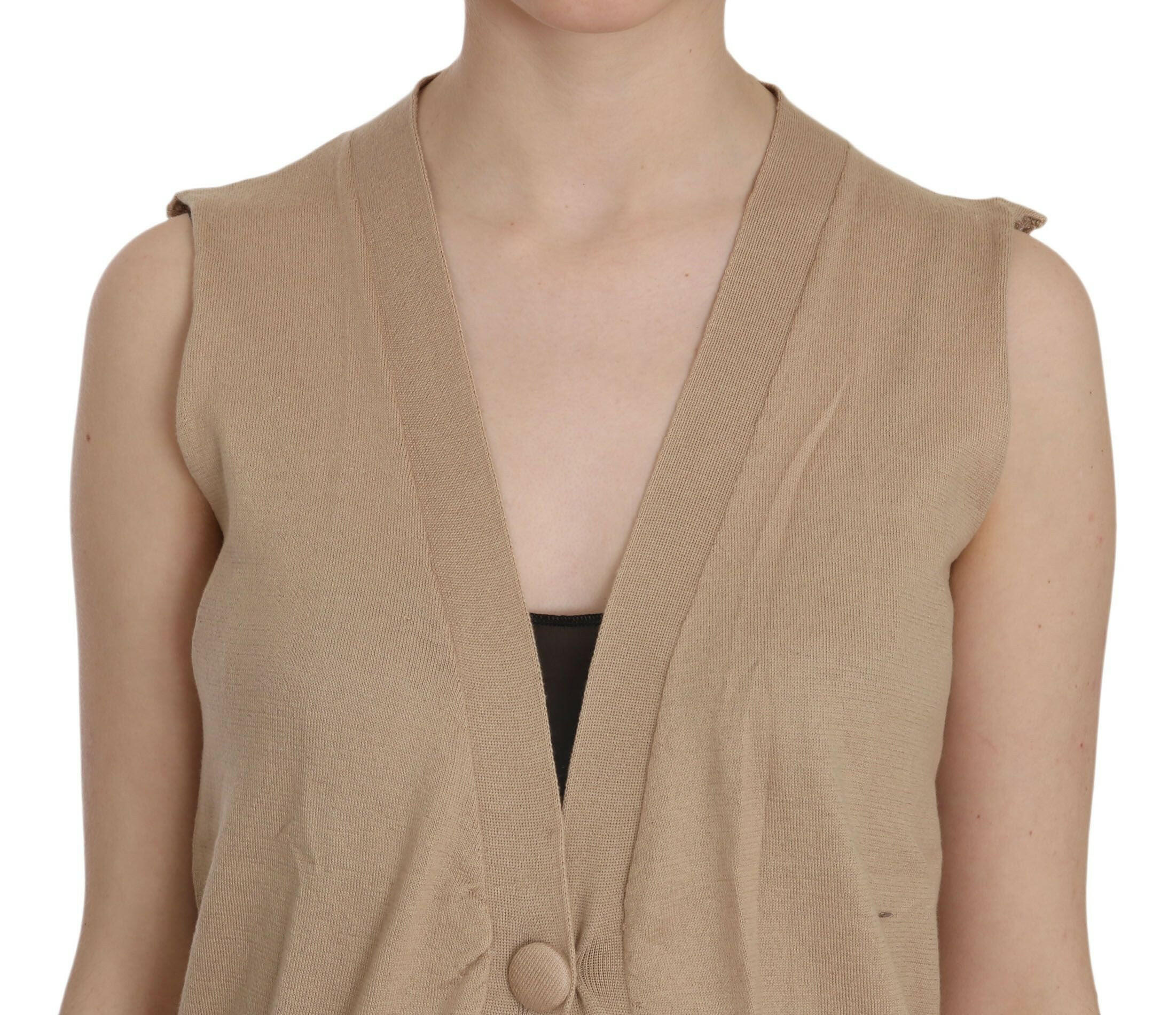 PINK MEMORIES Brown 100% Cotton Sleeveless Cardigan Top Vest -   -  PINK MEMORIES.