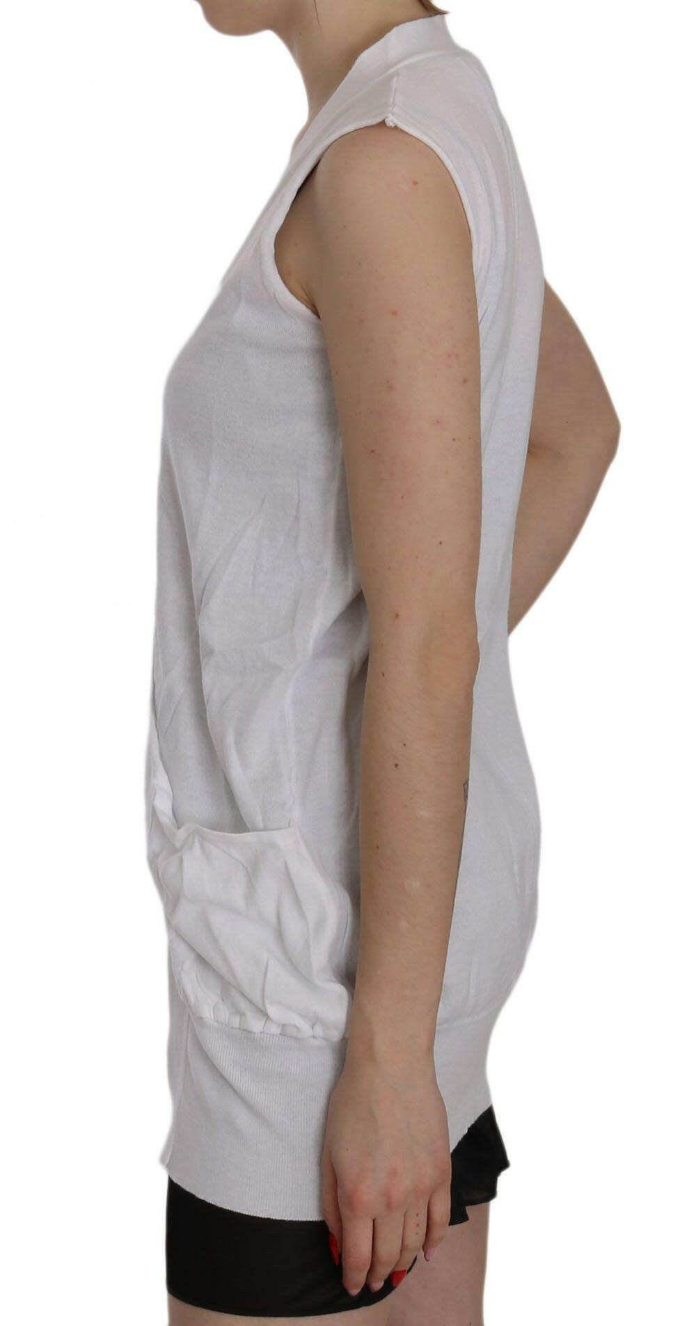 PINK MEMORIES White 100% Cotton Sleeveless Cardigan Top Vest -   -  PINK MEMORIES.