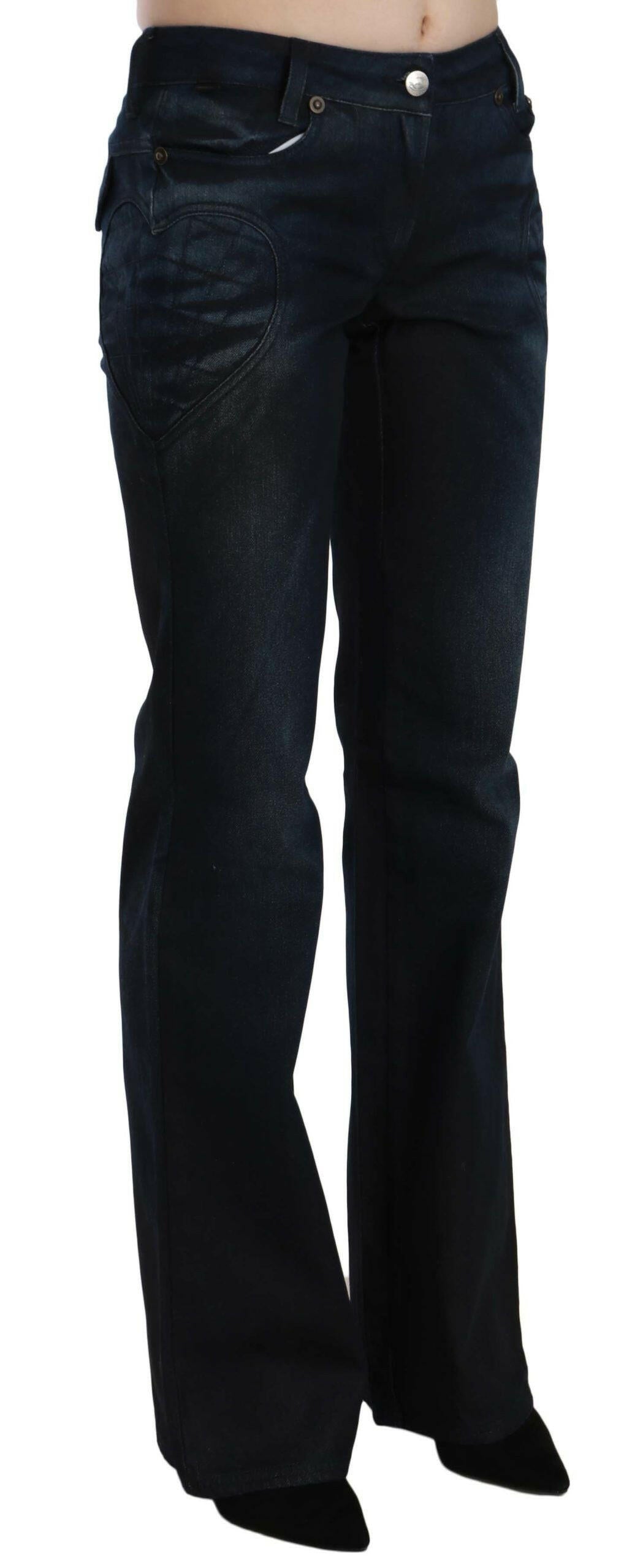 Just Cavalli Blue Washed Mid Waist Straight Denim Pants -   -  Just Cavalli.