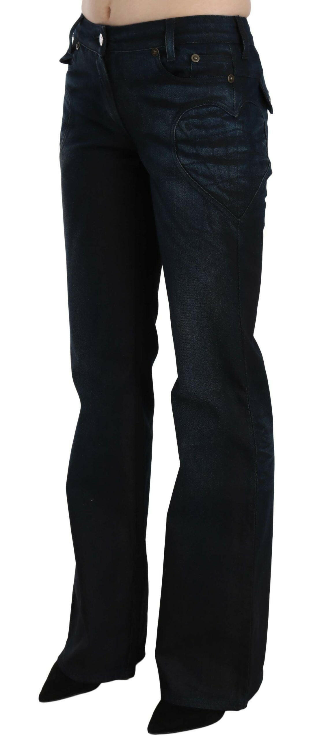 Just Cavalli Blue Washed Mid Waist Straight Denim Pants -   -  Just Cavalli.