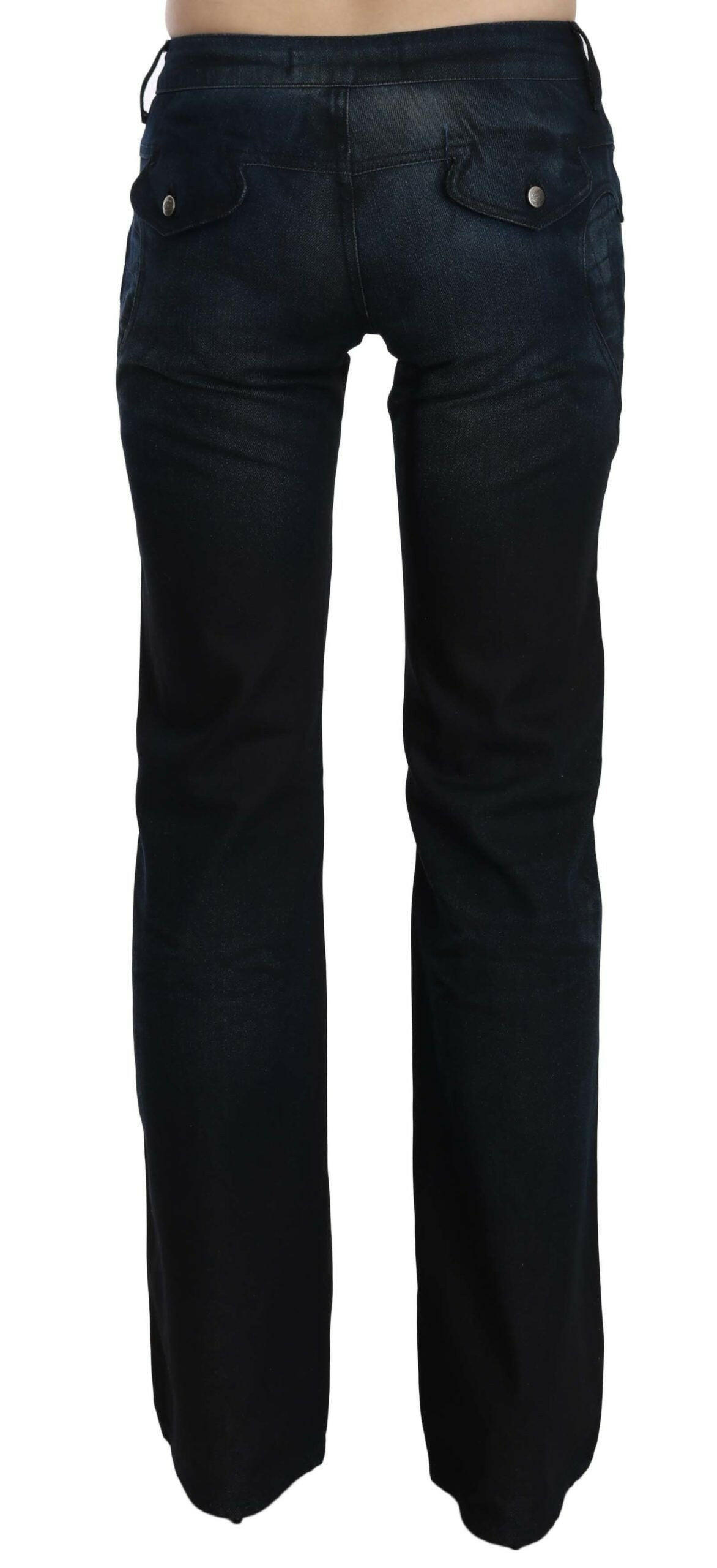 Just Cavalli Blue Washed Mid Waist Straight Denim Pants -   -  Just Cavalli.