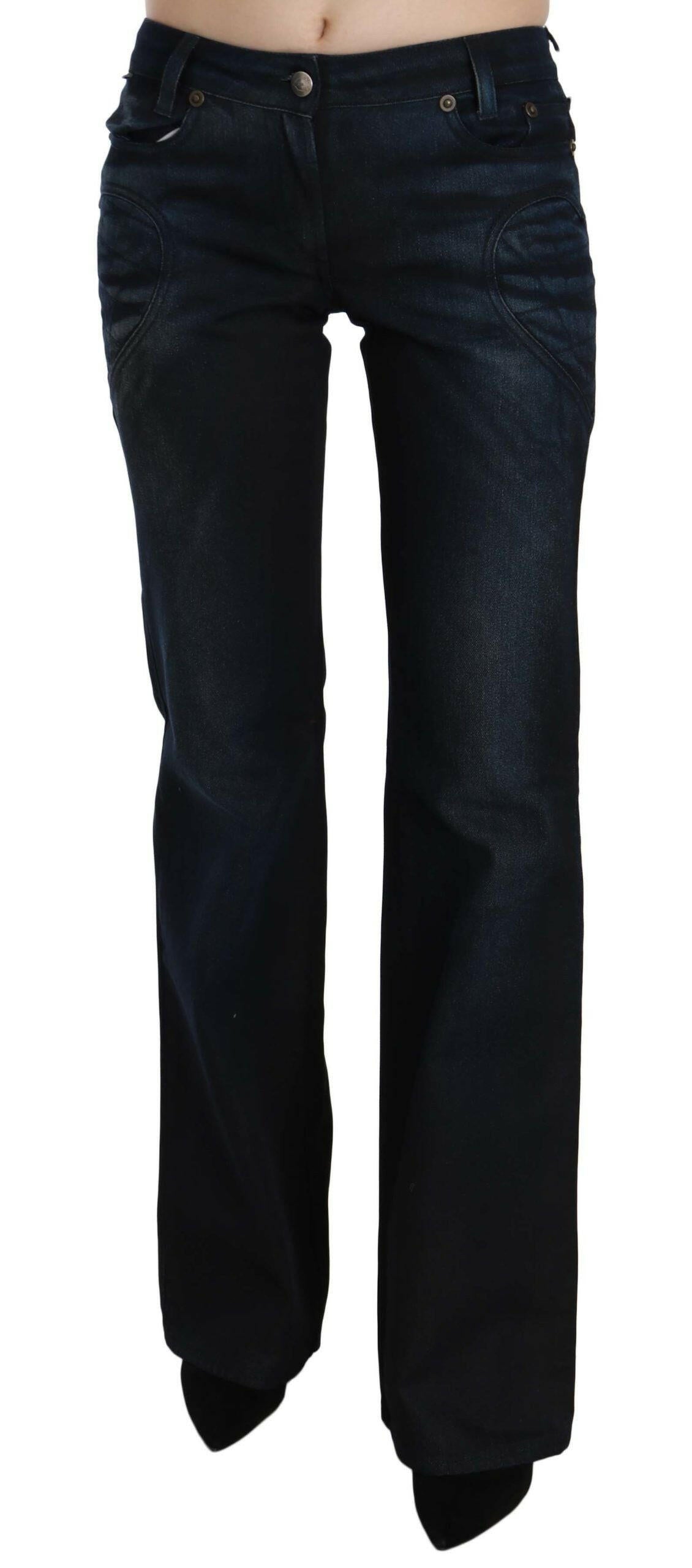 Just Cavalli Blue Washed Mid Waist Straight Denim Pants -   -  Just Cavalli.