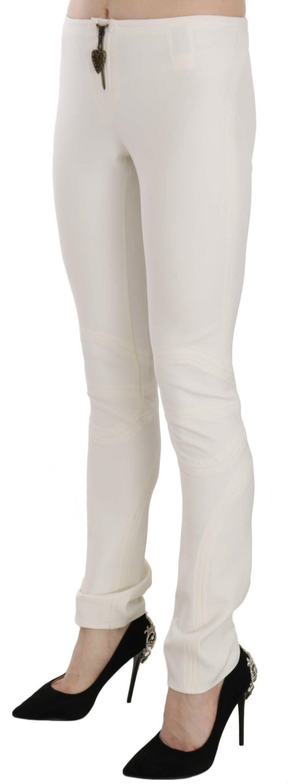 Just Cavalli White Mid Waist Skinny Dress Trousers Pants -   -  Just Cavalli.