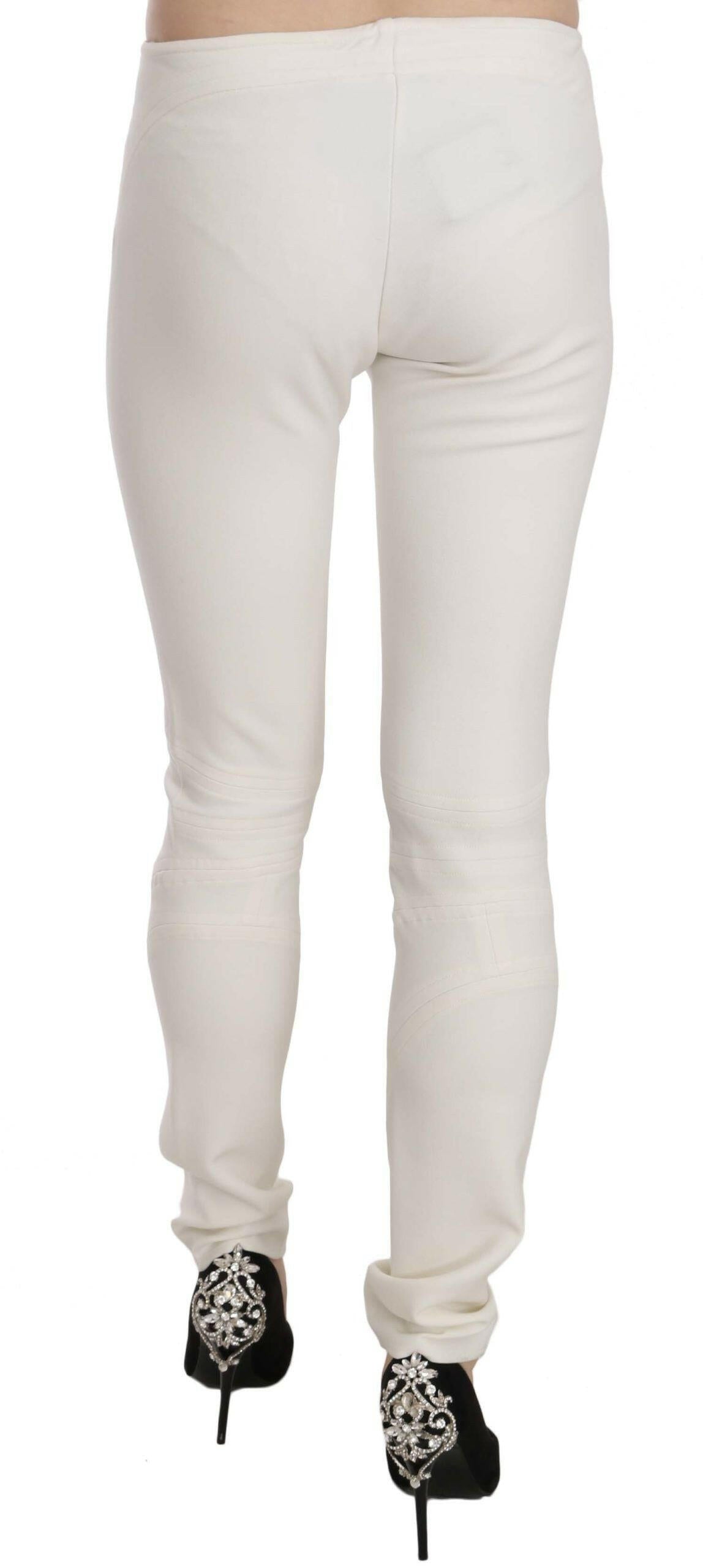 Just Cavalli White Mid Waist Skinny Dress Trousers Pants -   -  Just Cavalli.