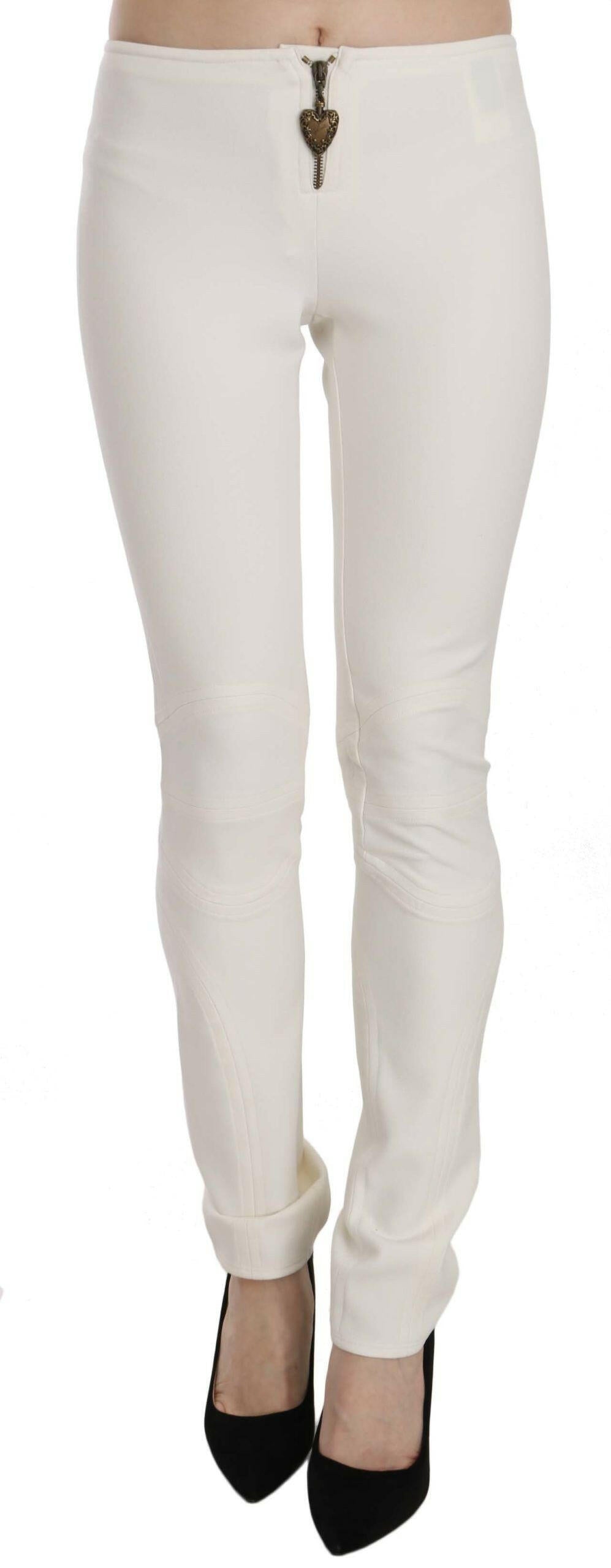 Just Cavalli White Mid Waist Skinny Dress Trousers Pants -   -  Just Cavalli.