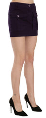 GF Ferre Purple High Waist Button Pocket A-line Mini Skirt -   -  GF Ferre.