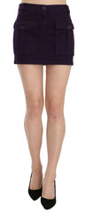 GF Ferre Purple High Waist Button Pocket A-line Mini Skirt -   -  GF Ferre.
