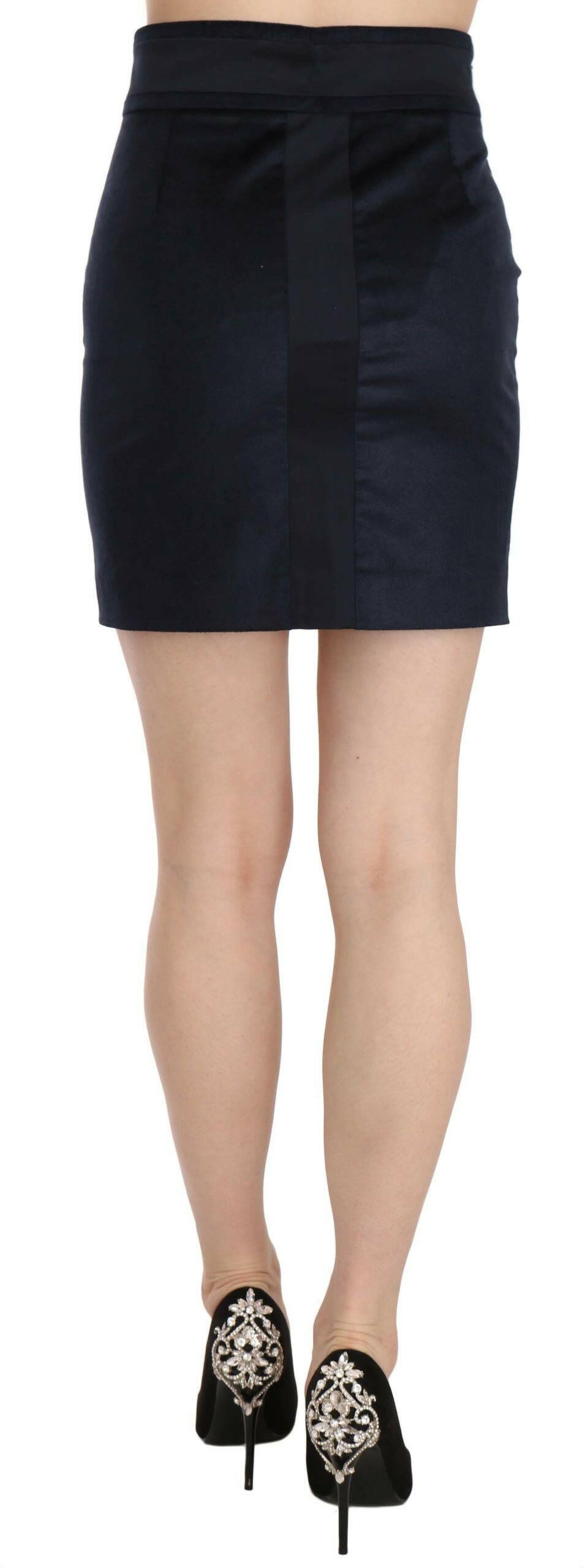 GF Ferre Blue Cotton Blend High Waist A-line Mini Skirt -   -  GF Ferre.