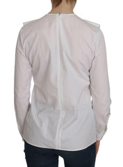 Dsquared² White Crew Neck Long Sleeve Cotton Blouse -   -  Dsquared².