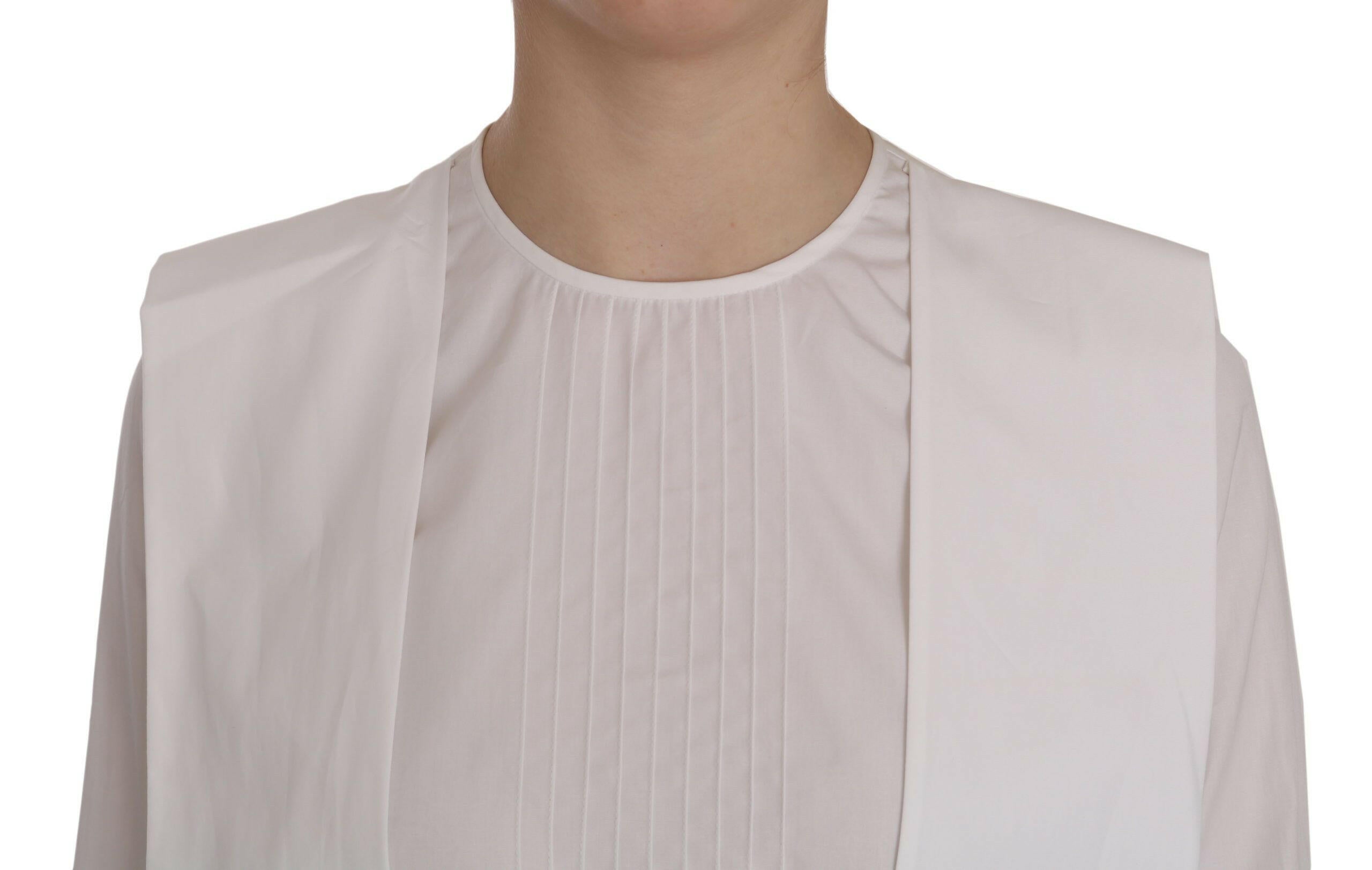Dsquared² White Crew Neck Long Sleeve Cotton Blouse -   -  Dsquared².