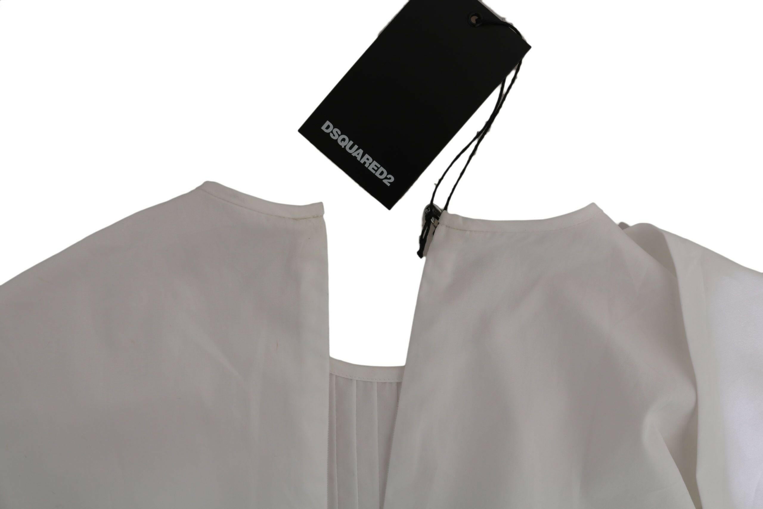 Dsquared² White Crew Neck Long Sleeve Cotton Blouse -   -  Dsquared².