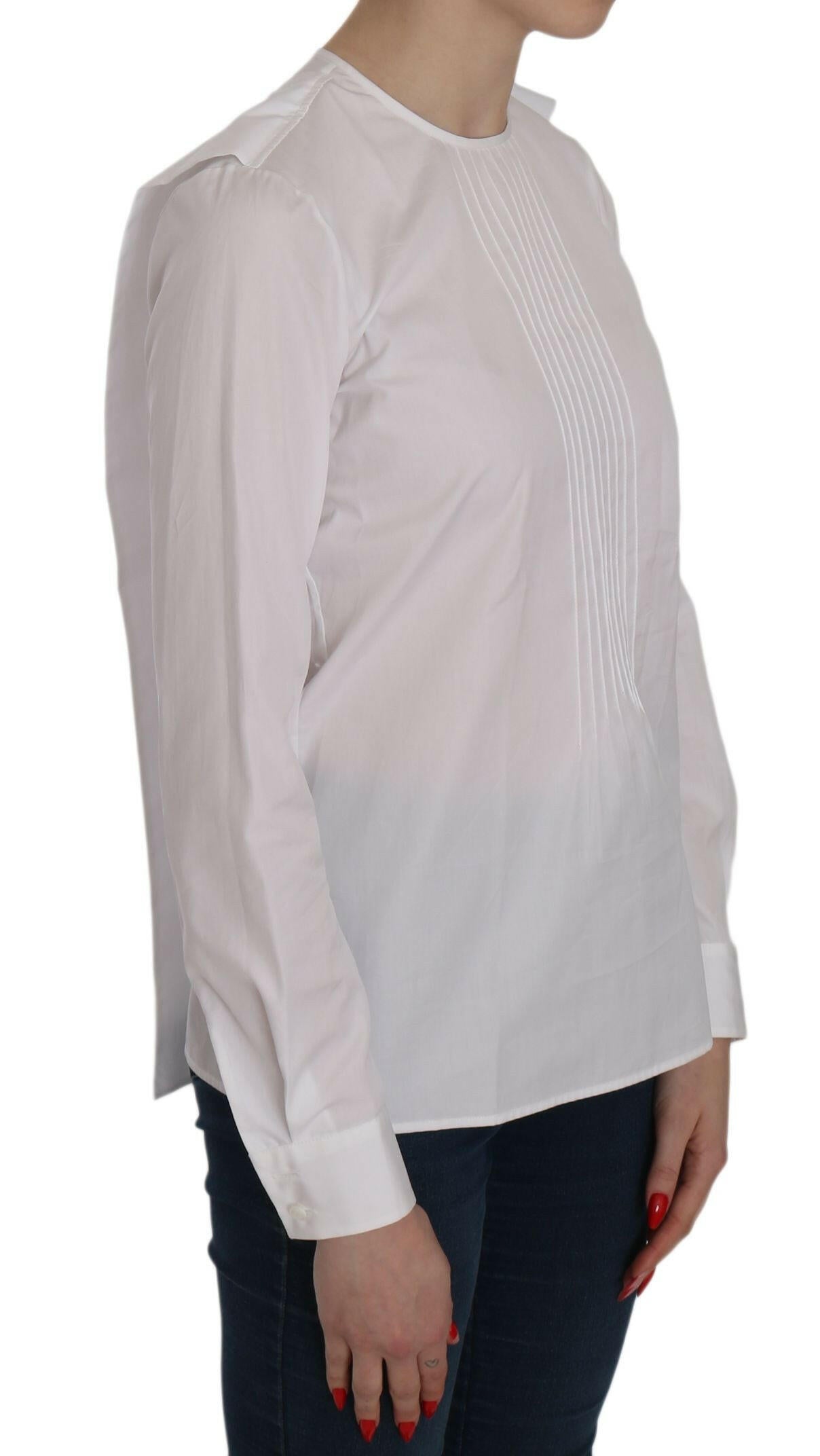 Dsquared² White Crew Neck Long Sleeve Cotton Blouse -   -  Dsquared².