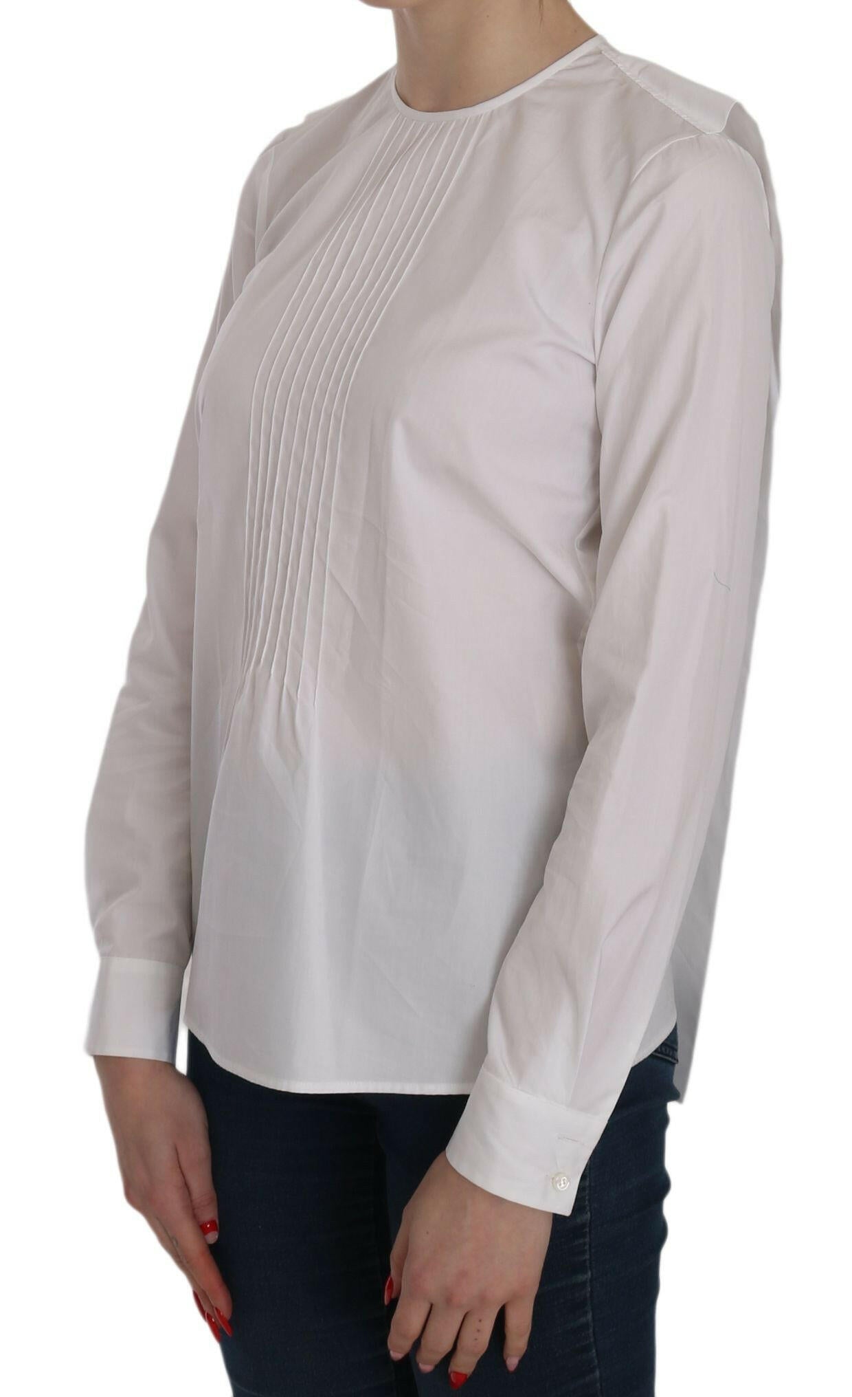 Dsquared² White Crew Neck Long Sleeve Cotton Blouse -   -  Dsquared².