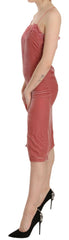 PINKO Pink Lace Spaghetti Strap Side Slit Shift Midi Dress -   -  PINKO.