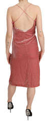 PINKO Pink Lace Spaghetti Strap Side Slit Shift Midi Dress -   -  PINKO.