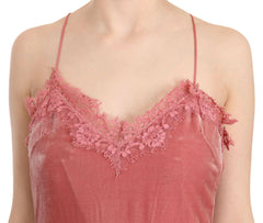 PINKO Pink Lace Spaghetti Strap Side Slit Shift Midi Dress -   -  PINKO.