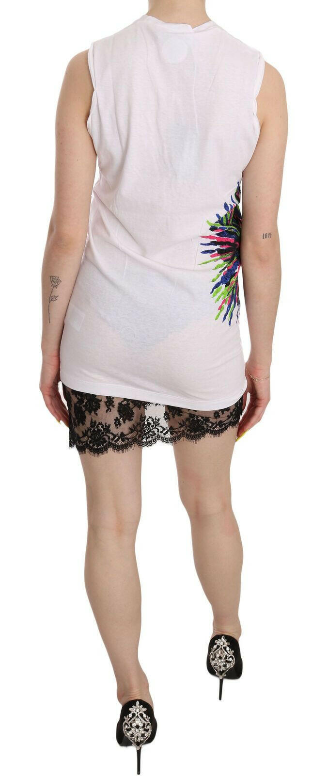 Dsquared² White Printed Crew Neck Sleeveless Bodycon Mini Dress -   -  Dsquared².