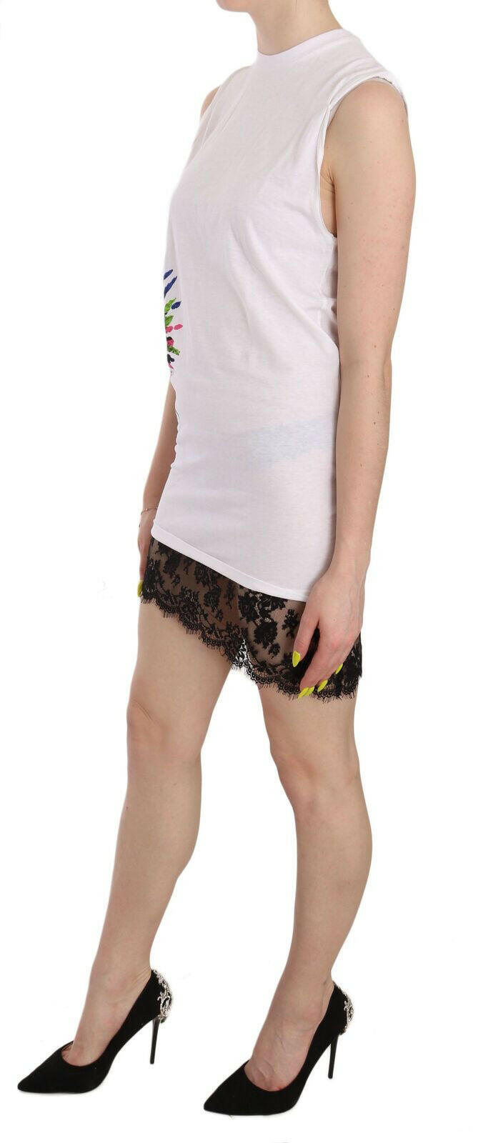 Dsquared² White Printed Crew Neck Sleeveless Bodycon Mini Dress -   -  Dsquared².