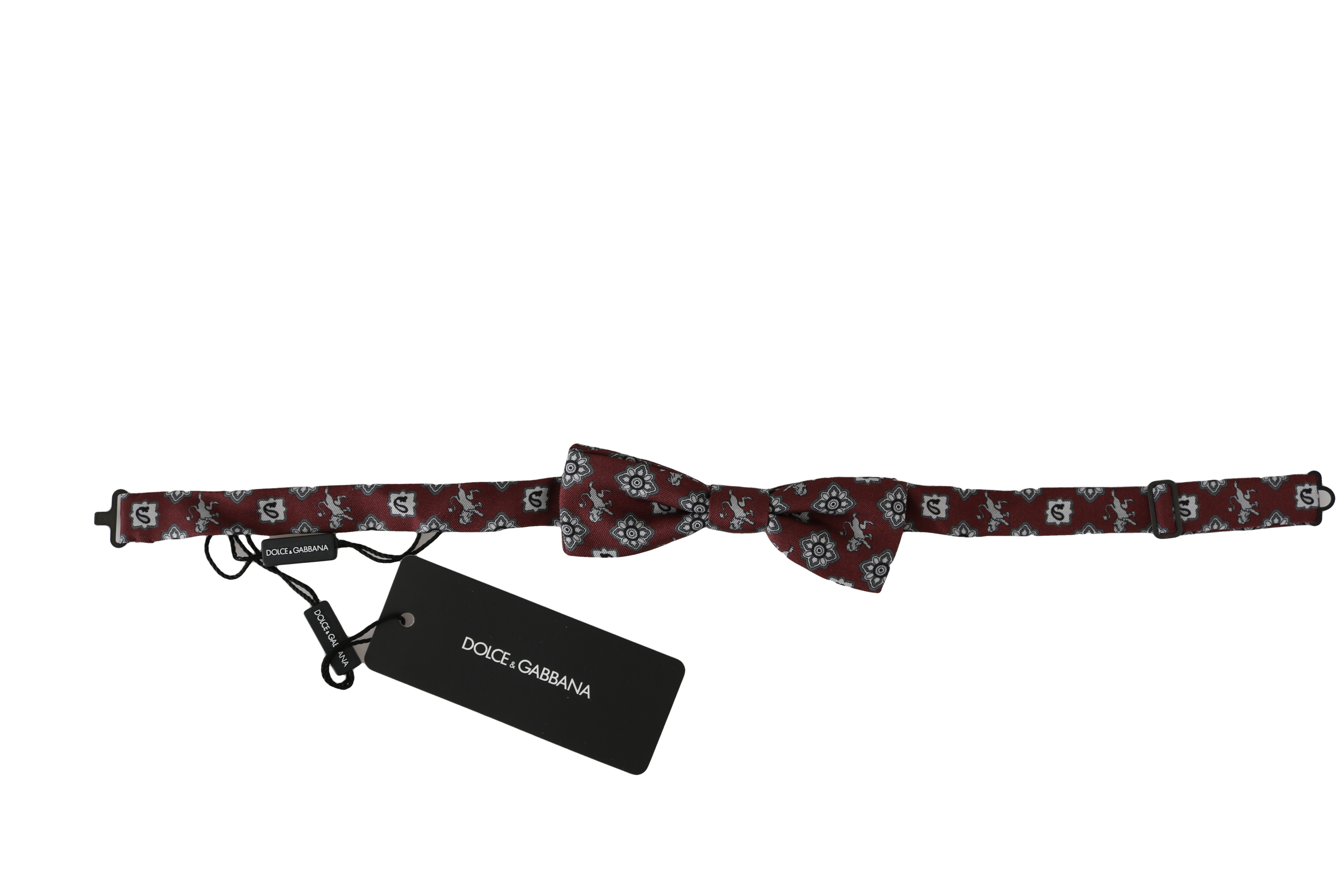 Dolce & Gabbana Men Bordeaux Maroon Lion Silk Adjustable Neck Bow Tie -  Neckties, Men -  Dolce & Gabbana.
