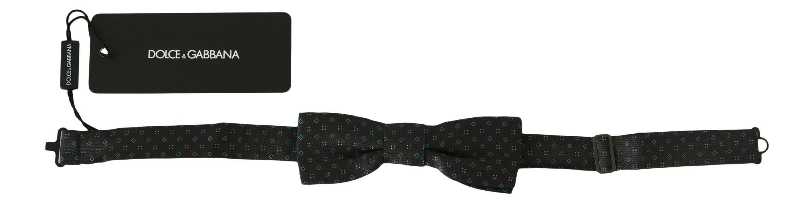 Dolce & Gabbana Men Gray Pattern Silk Adjustable Neck Papillon Bow Tie -  Neckties, Men -  Dolce & Gabbana.