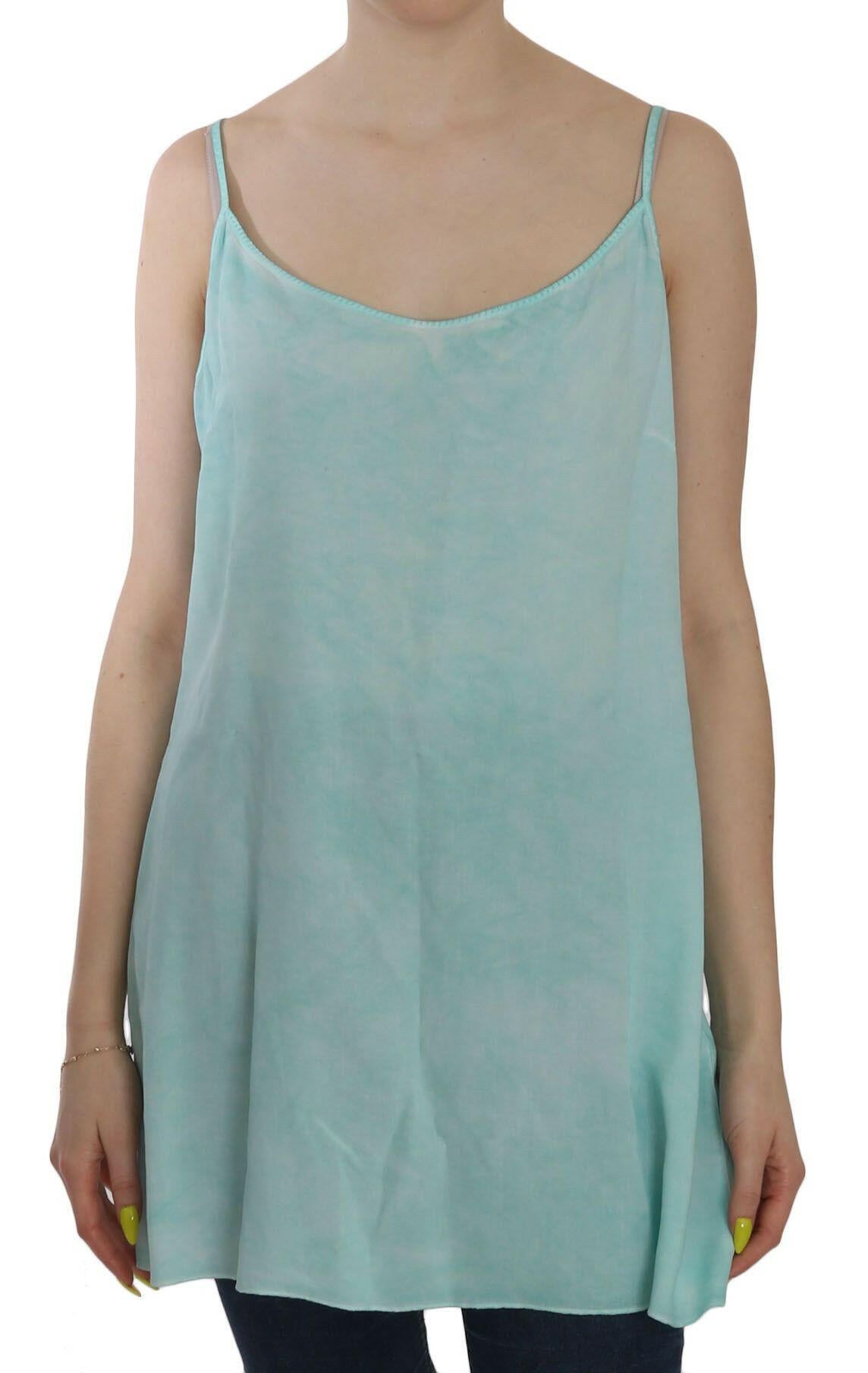Ermanno Scervino Blue Sleeveless Spaghetti Dress Blouse -   -  Ermanno Scervino.