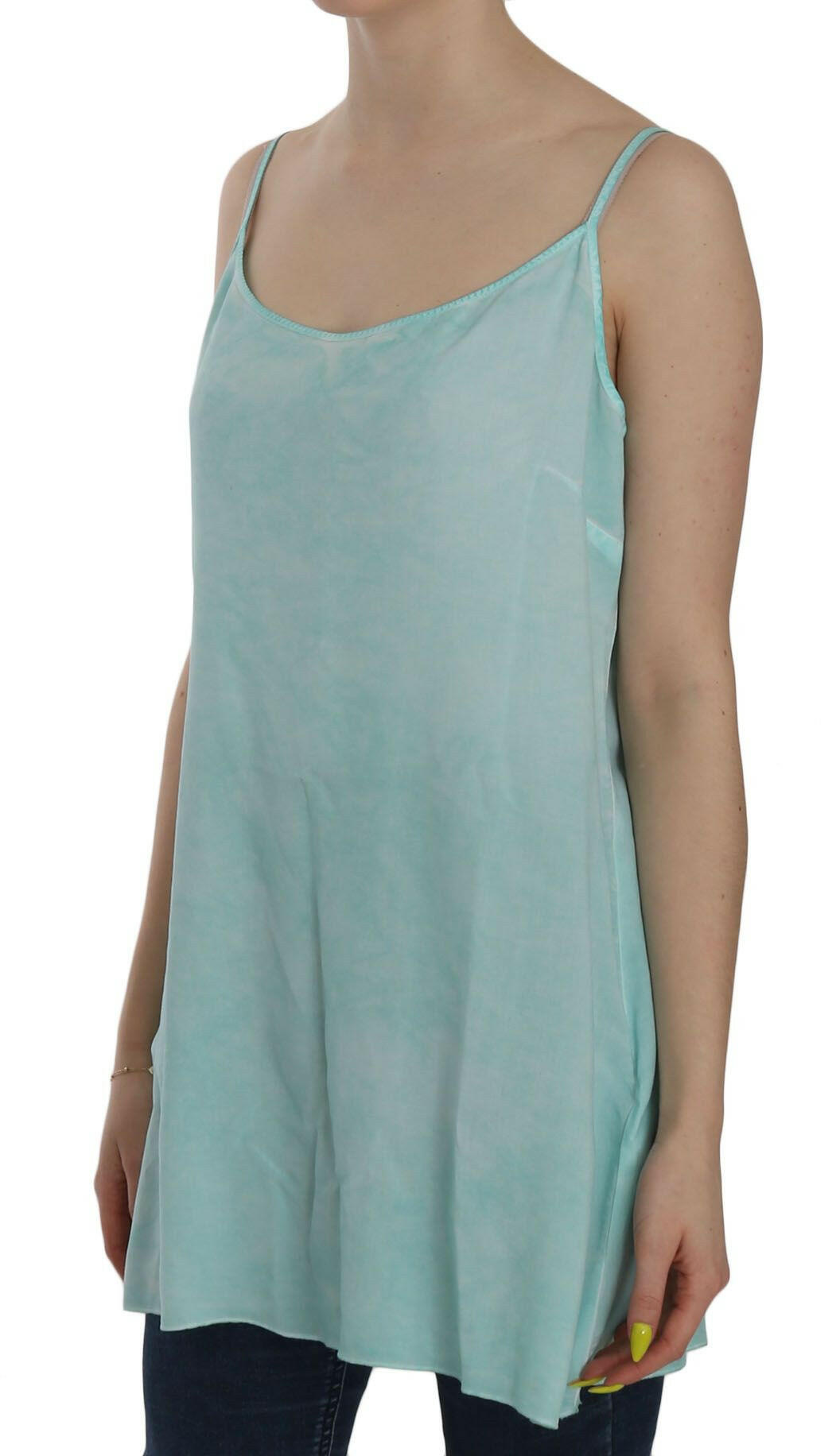 Ermanno Scervino Blue Sleeveless Spaghetti Dress Blouse -   -  Ermanno Scervino.