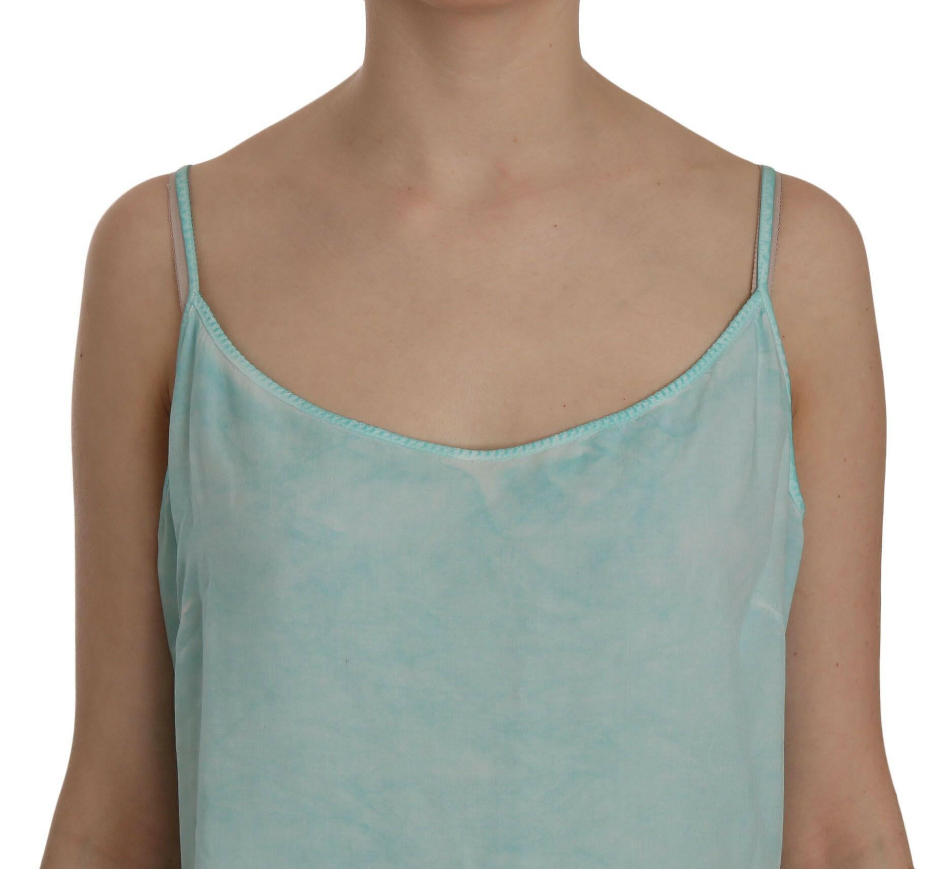 Ermanno Scervino Blue Sleeveless Spaghetti Dress Blouse -   -  Ermanno Scervino.