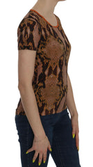 Just Cavalli Snake Skin Print Short Sleeve Top T-shirt -   -  Just Cavalli.