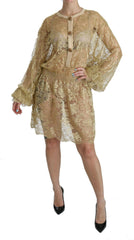 Dolce & Gabbana Gold Lace See Through A-Line Knee Length Dress -   -  Dolce & Gabbana.