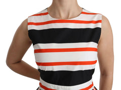 Dolce & Gabbana Multicolor Stripes A-Line Pleated Midi Dress -   -  Dolce & Gabbana.