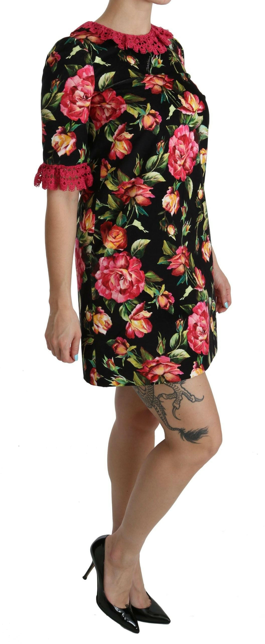 Dolce & Gabbana Floral Pink Lace A-Line Shift Mini Dress -   -  Dolce & Gabbana.