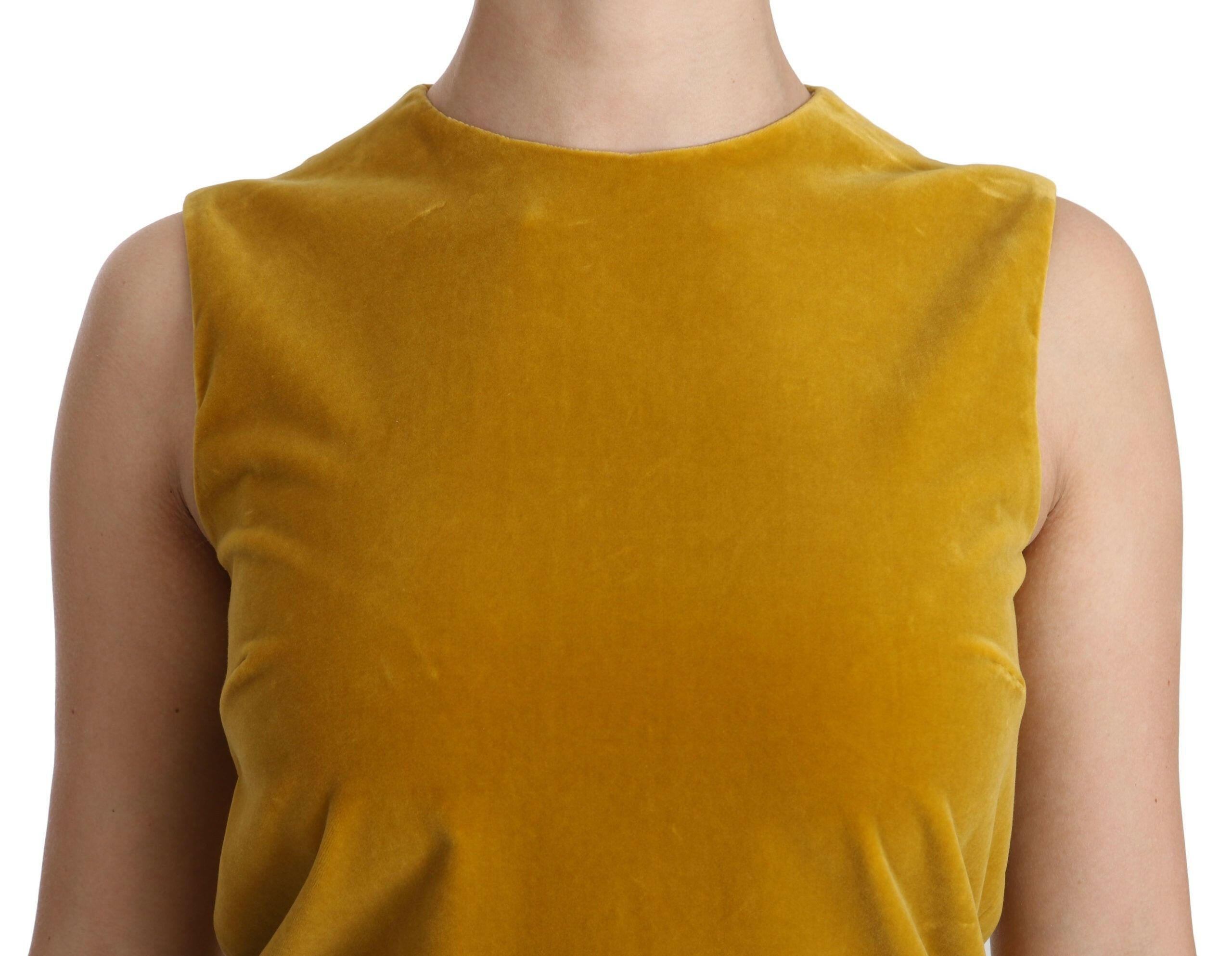 Dolce & Gabbana Mustard Velvet Stretch Shift Mini Dress -   -  Dolce & Gabbana.