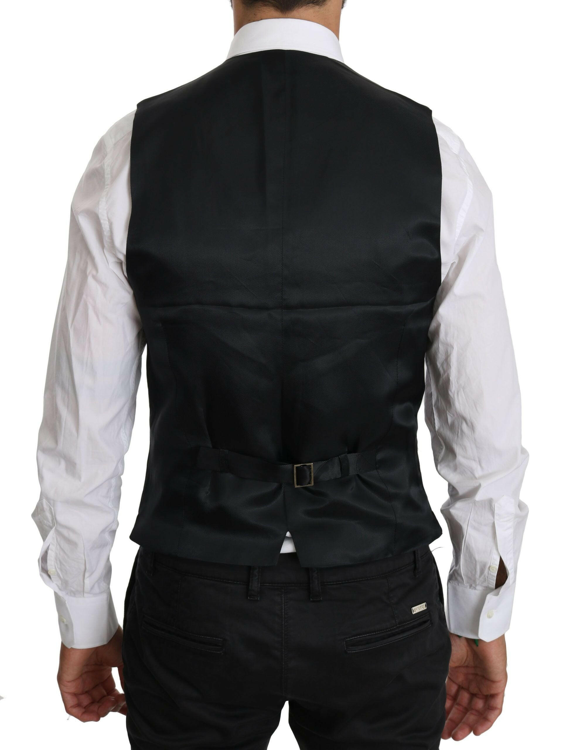 Dolce & Gabbana Blue Wool Waistcoat Formal Gilet Vest -  Vests for Men Suits -  Dolce & Gabbana.