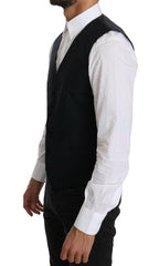 Dolce & Gabbana Blue Wool Waistcoat Formal Gilet Vest -  Vests for Men Suits -  Dolce & Gabbana.