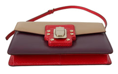 Dolce & Gabbana Purple Beige Red Leather Crossbody Purse Bag -  Luxury Shoulder Bag for Women -  Dolce & Gabbana.