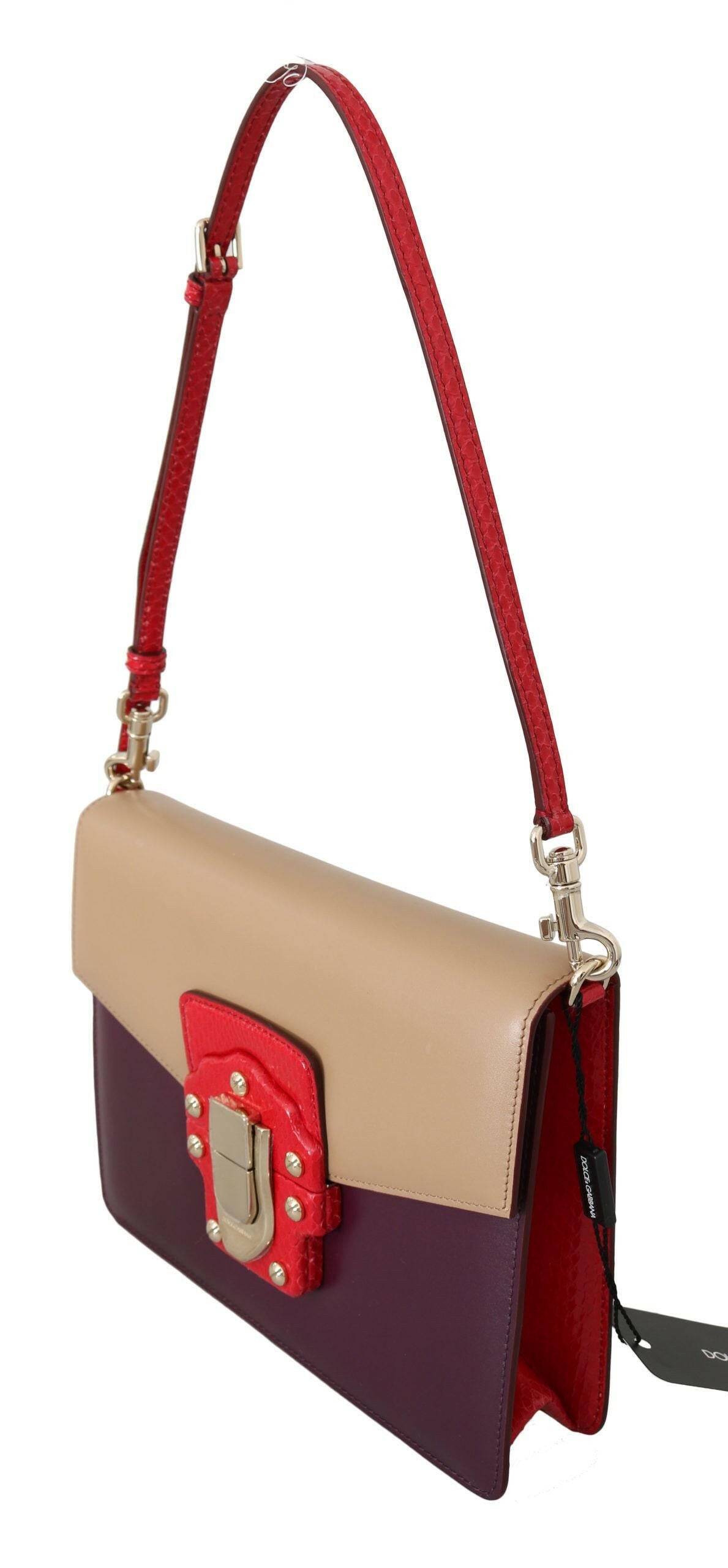 Dolce & Gabbana Purple Beige Red Leather Crossbody Purse Bag -  Luxury Shoulder Bag for Women -  Dolce & Gabbana.