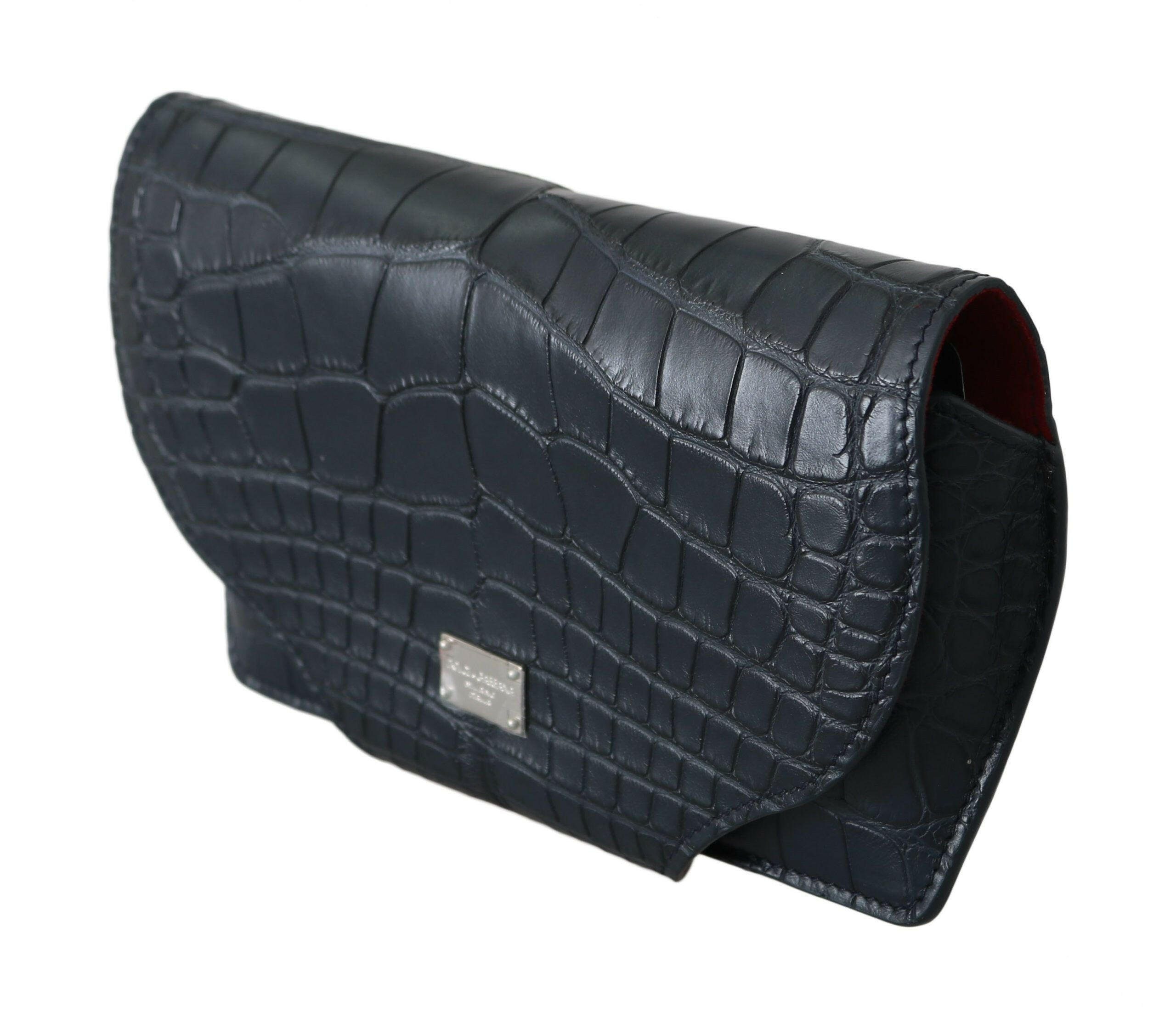 Dolce & Gabbana Blue Crocodile Eyewear Sunglasses Case Cover Pouch -  Leather Accessory for Men -  Dolce & Gabbana.