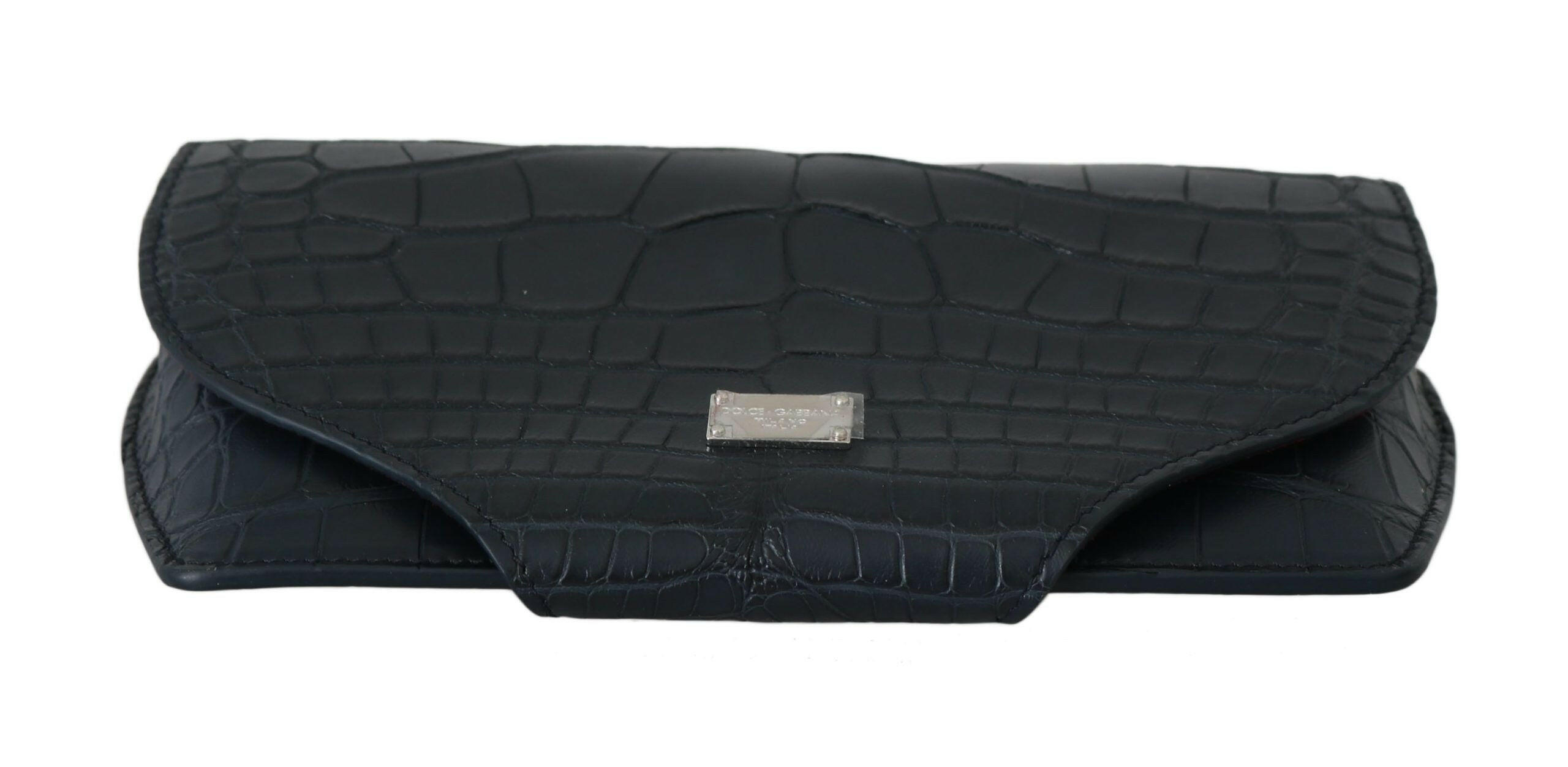 Dolce & Gabbana Blue Crocodile Eyewear Sunglasses Case Cover Pouch -  Leather Accessory for Men -  Dolce & Gabbana.