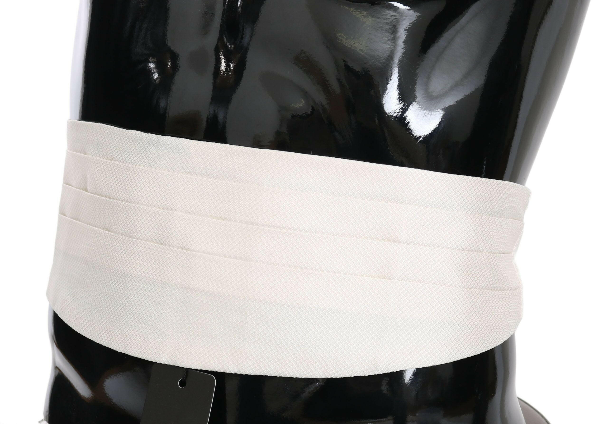 Dolce & Gabbana White Men Waist Belt 100% Silk Cummerbund -  Men´s Cummerbund -  Dolce & Gabbana.