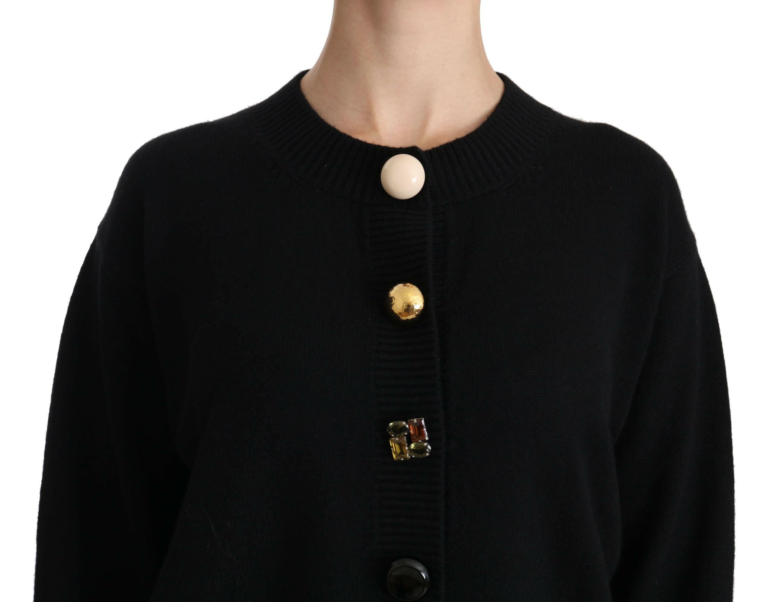 Dolce & Gabbana Black Button Embellished Cardigan Sweater -   -  Dolce & Gabbana.