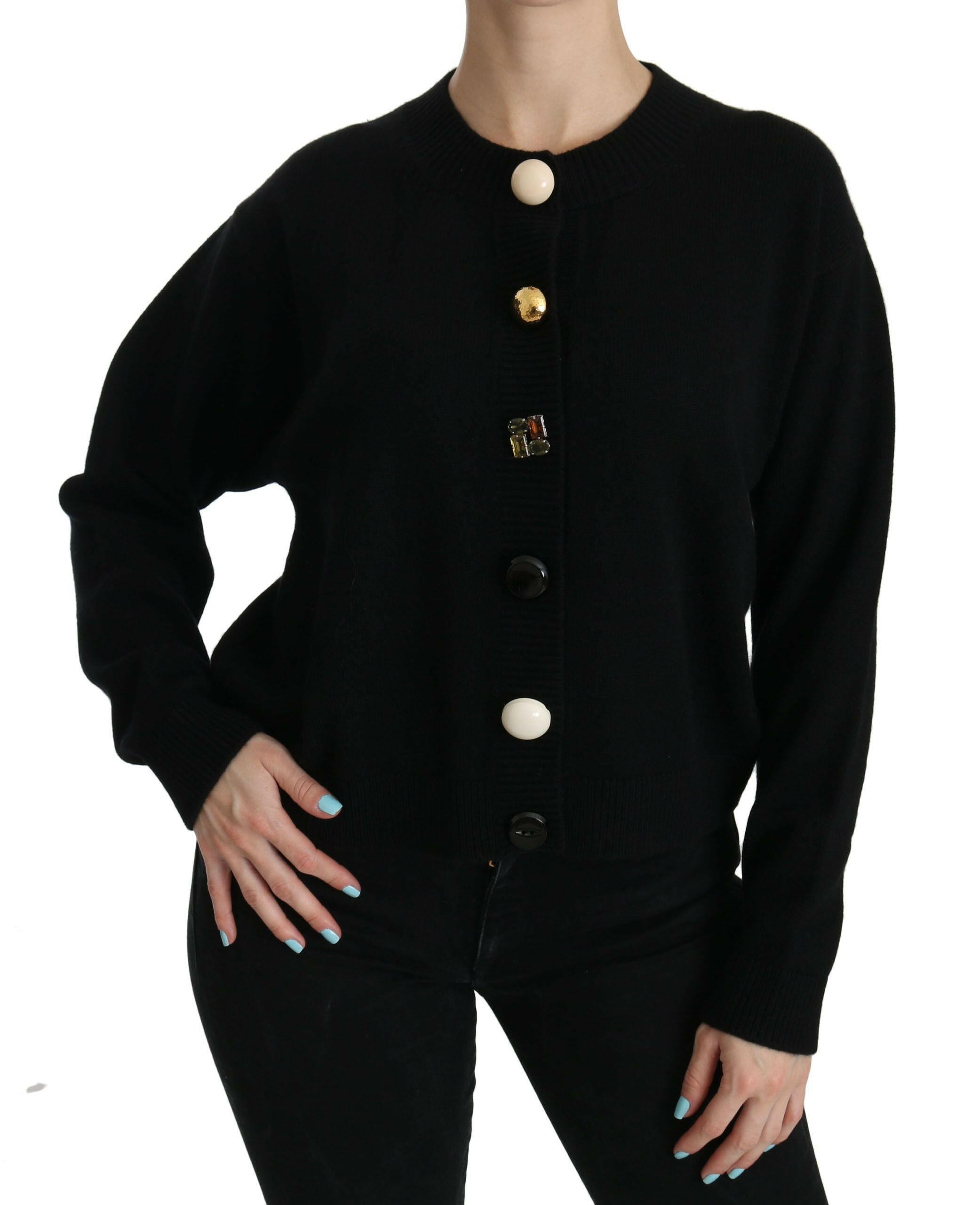 Dolce & Gabbana Black Button Embellished Cardigan Sweater -   -  Dolce & Gabbana.