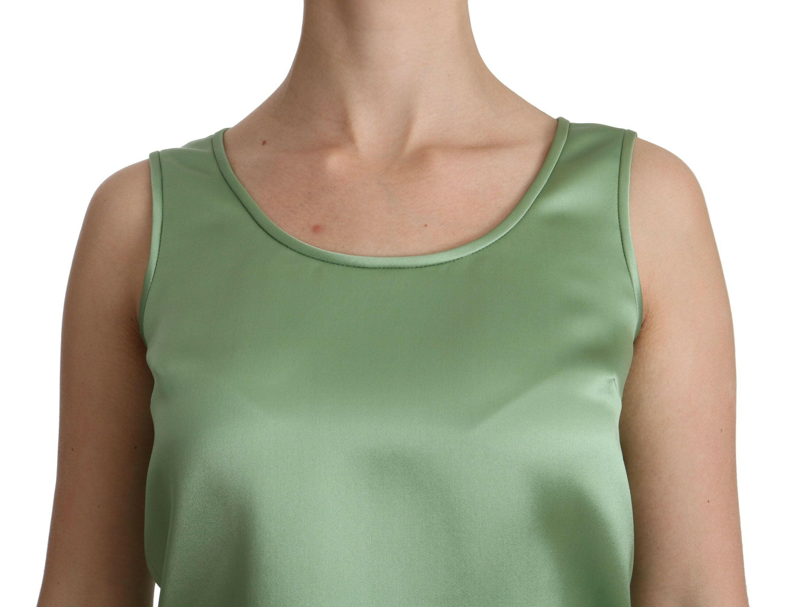 Dolce & Gabbana Green Sleeveless 100% Silk Top Tank Blouse -   -  Dolce & Gabbana.