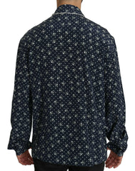 Dolce & Gabbana Blue Skull Print Silk Top Sleepwear Shirt -   -  Dolce & Gabbana.