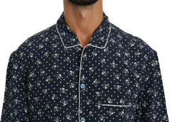 Dolce & Gabbana Blue Skull Print Silk Top Sleepwear Shirt -   -  Dolce & Gabbana.