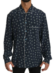 Dolce & Gabbana Blue Skull Print Silk Top Sleepwear Shirt -   -  Dolce & Gabbana.