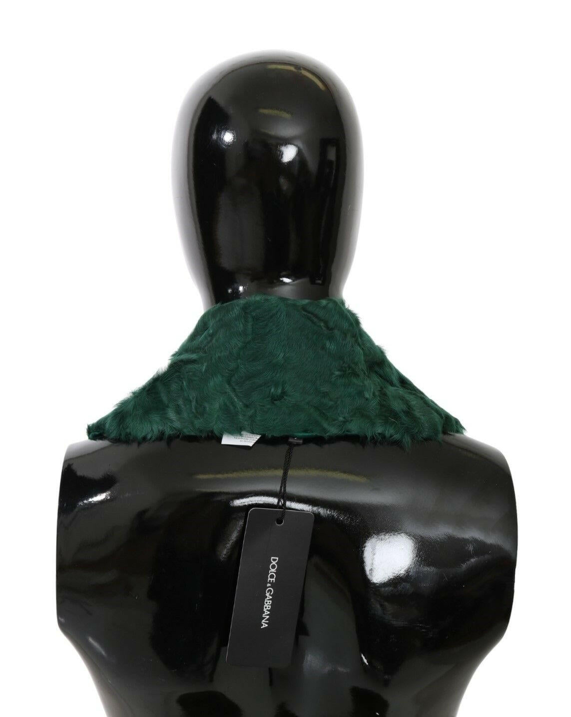 Dolce & Gabbana Green Fur Shoulder Collar Wrap Lambskin Scarf -   -  Dolce & Gabbana.