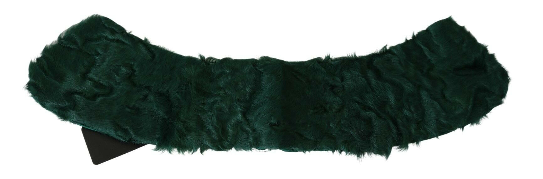 Dolce & Gabbana Green Fur Shoulder Collar Wrap Lambskin Scarf -   -  Dolce & Gabbana.
